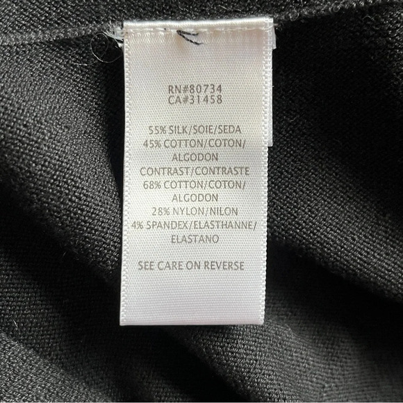 BCBG MaxAzria Blue Black Dress Ruffle V Neck Silk Knit Sweater Dark Academia XXS - Picture 4 of 14